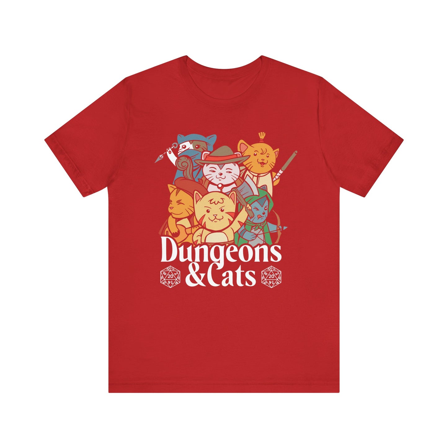 Dungeons and Cats Shirt | D&D Parody Game Tee for Cat Lovers | Playful Roleplaying Fantasy Game | Purr-fect Nerdy Gift Ideas Funny Cat Shirt