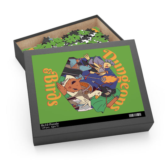 Dungeons and Birds Jigsaw Puzzle Funny D&D Parody 120-500 Pieces for Nerdy Fantasy Game Fans and Bird Lovers RPG Style Puzzle