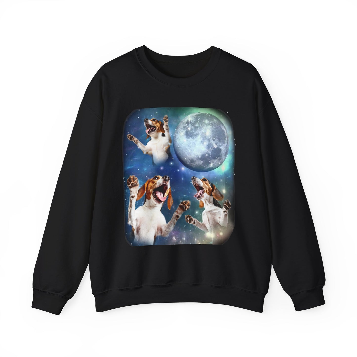 Beagle Howling at Moon Sweatshirt | Vintage Dog Lover Pullover Sweater | Funny Beagle Apparel Gift for Dog Enthusiasts and Pet Lovers