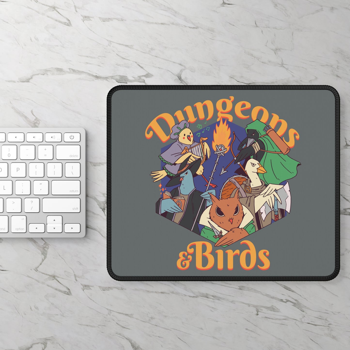 Dungeons and Birds Non Slip Mouse Pad | Fantasy Game Desk Decor | Unique Gift for Bird Lovers | RPG-Inspired Desk Mat | Fun Gaming Accessory