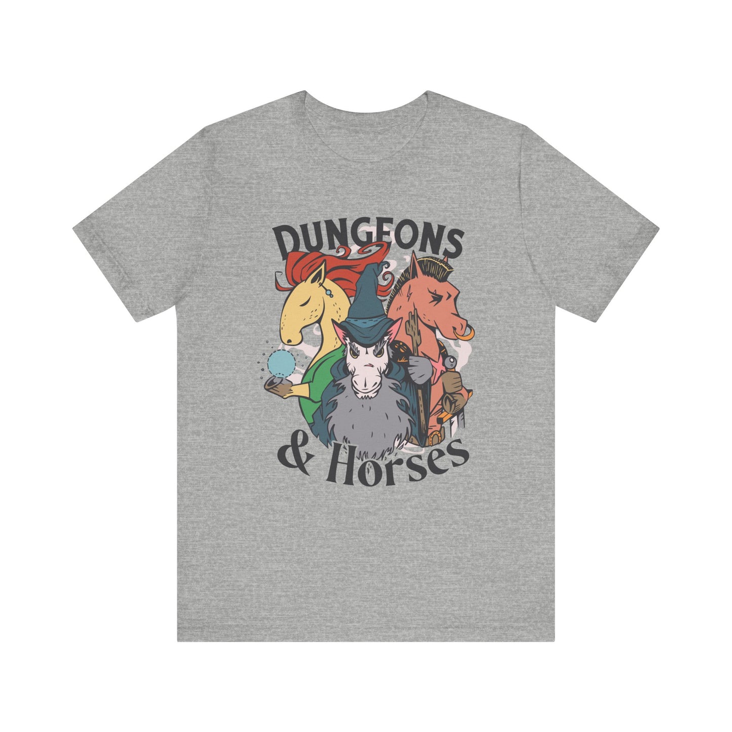 Dungeons and Horses Shirt | D&D Parody Game Tee for Horse Lovers | Roleplaying Fantasy Game | Fun Nerdy Gift Ideas
