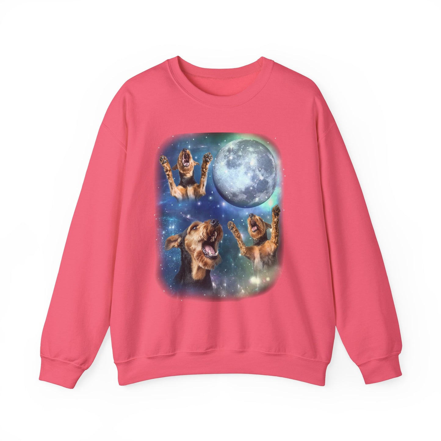 Airedale Terrier Howling at Moon Sweater | Vintage Dog Lover Pullover | Funny Airedale Apparel Sweatshirt Funny Dog Sweater Airedale Gift