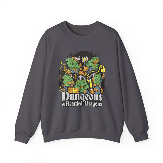 Dungeons and Bearded Dragons Funny D&D Parody Sweatshirt | Nerdy Fantasy Sweater Bearded Dragon Lovers Winter Gift Cozy Fun Sweatshirt Gamer