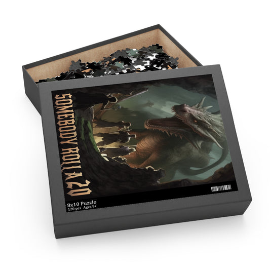 Somebody Roll A 20 Dungeons Roleplaying Puzzle RPG Humor 120-500 Piece Jigsaw Fun for Gamers and D&D Enthusiasts