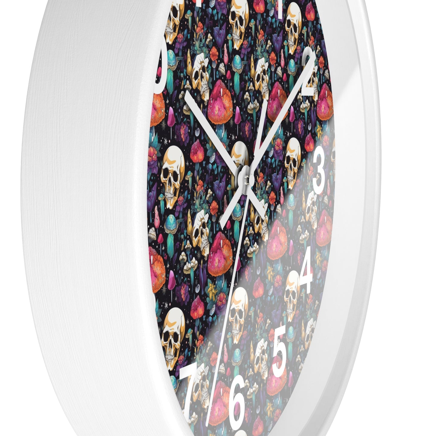 Trippy Mushroom Skull Wall Clock | Cute and Eerie Shroom Decor | Unique Room Background | Battery Operated | Perfect Gothic Gift