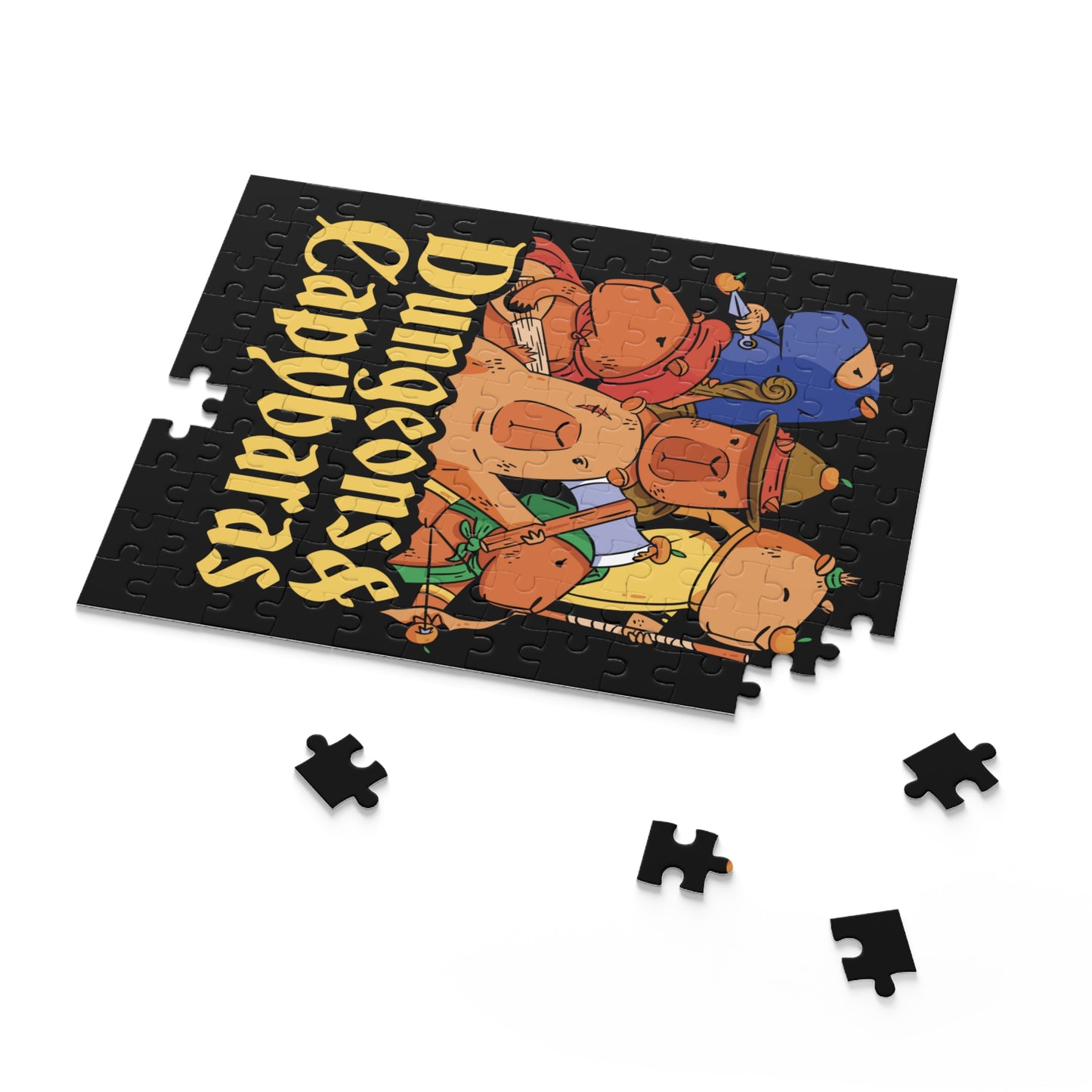 Dungeons and Capybaras Jigsaw Puzzle Funny D&D Parody 120-500 Pieces for Nerdy Fantasy Game Fans and Capybara Lovers RPG Style Puzzle
