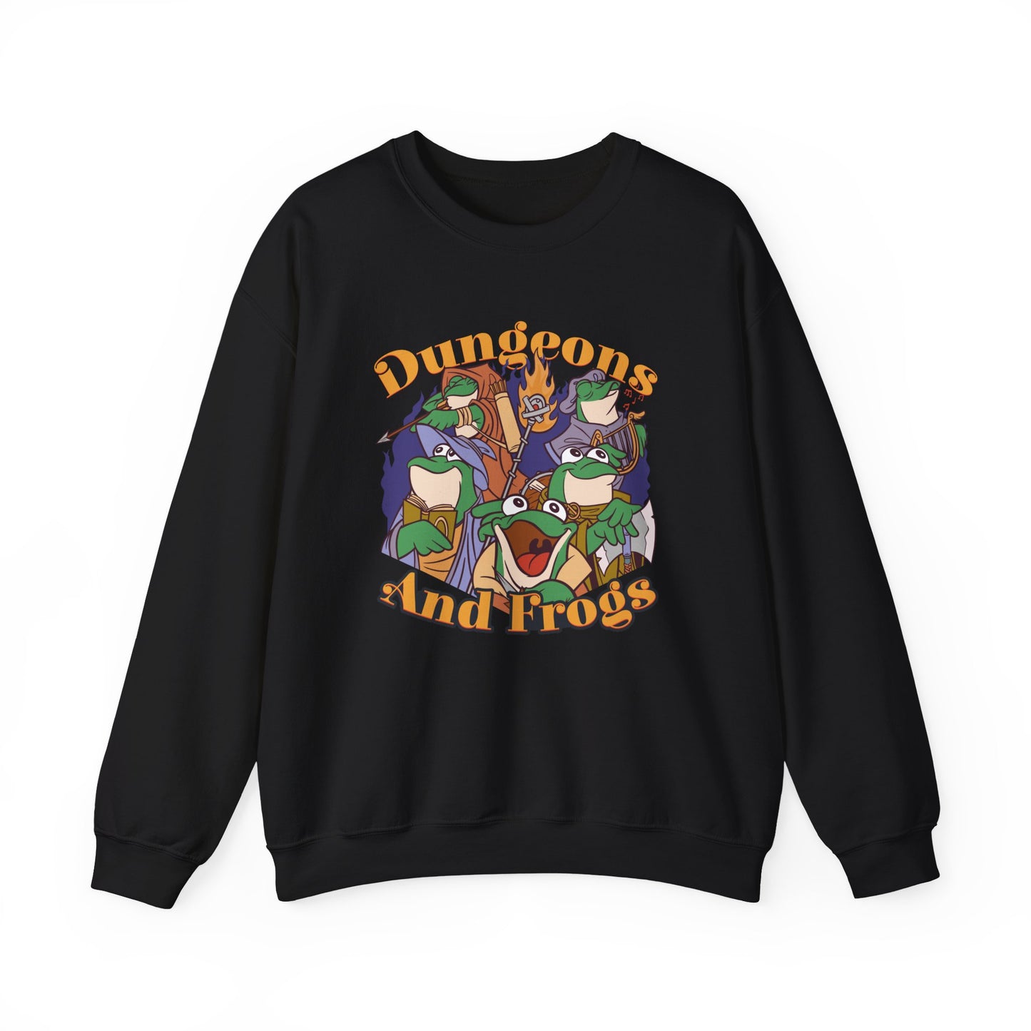 Dungeons and Frogs Funny D&D Parody Sweatshirt | Nerdy Fantasy Game Sweater Frog Lovers | Unique Winter Gift | Cozy Fun Sweatshirt Gamers