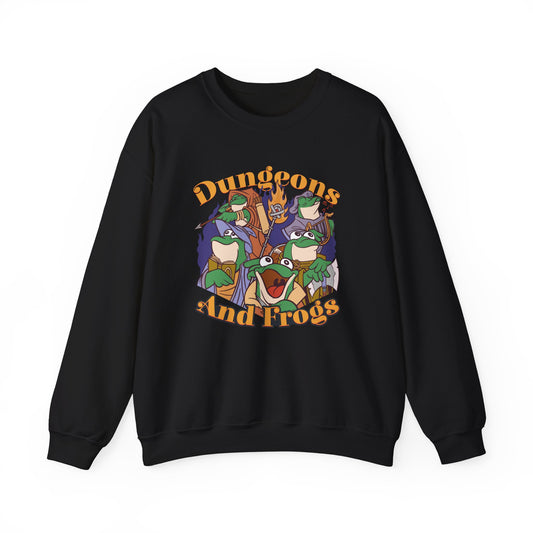 Dungeons and Frogs Funny D&D Parody Sweatshirt | Nerdy Fantasy Game Sweater Frog Lovers | Unique Winter Gift | Cozy Fun Sweatshirt Gamers