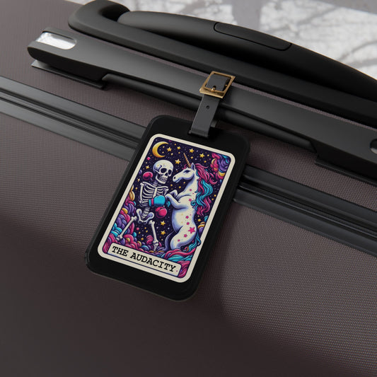 The Audacity Tarot Card Unicorn Luggage Tag - Unique Travel Accessory for Bold Spirits - Perfect Baggage ID for Those Who Dare to Dream
