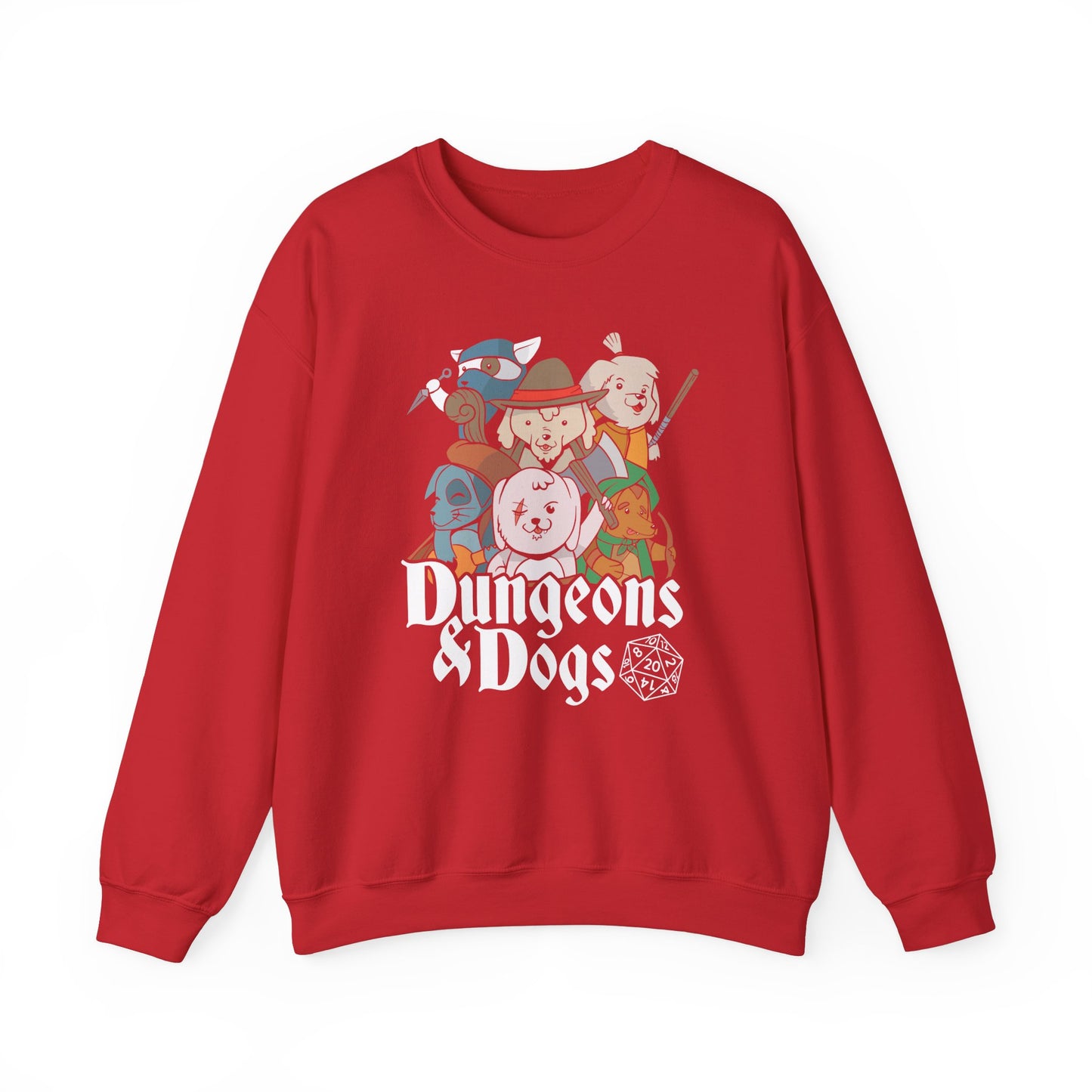 Dungeons and Doggos Funny D&D Parody Sweatshirt | Nerdy Fantasy Game Sweater for Dog Lovers Unique Winter Gift | Cozy Fun Sweatshirt Gamers