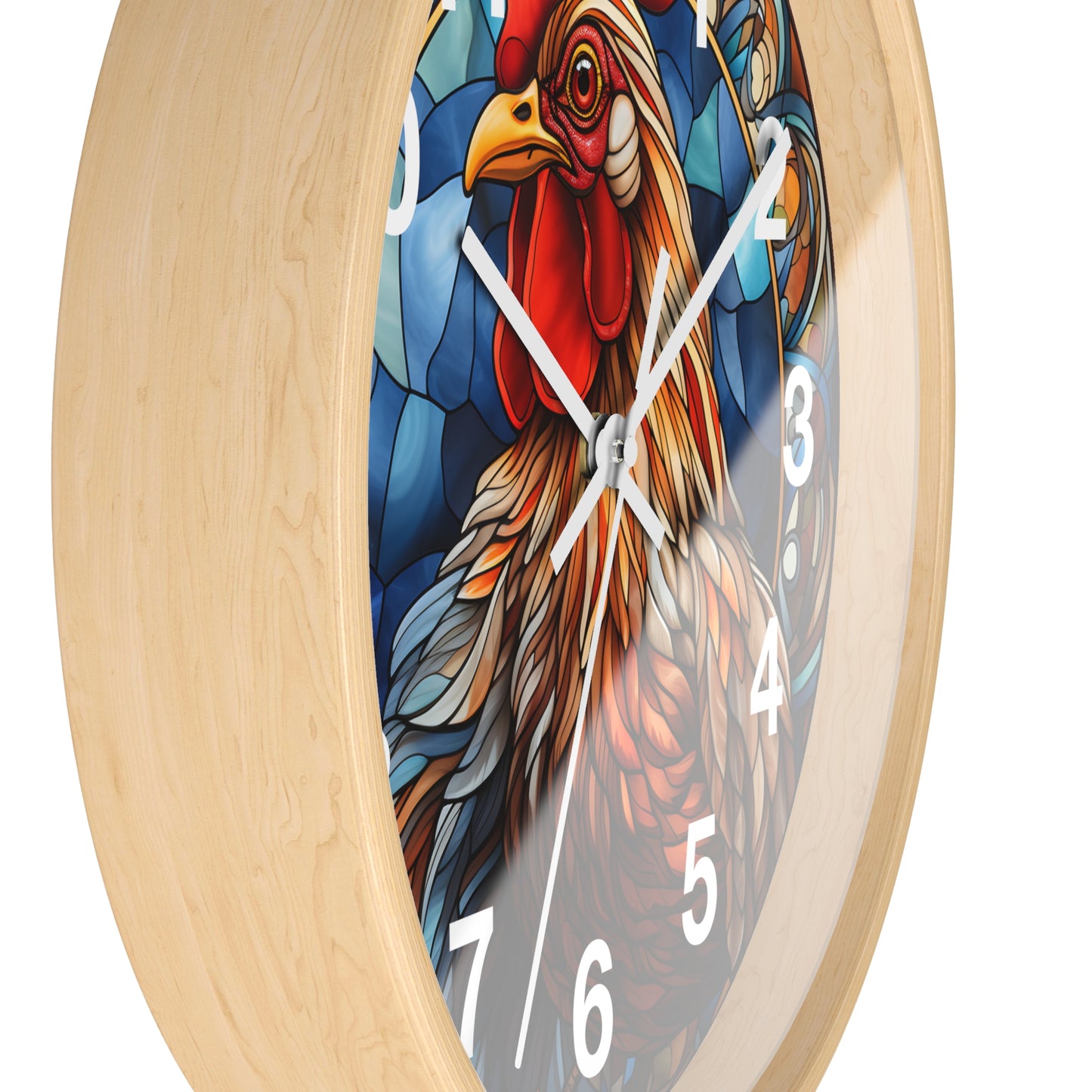 Beautiful Stained Glass Style Chicken Wall Clock | Battery Operated | Charming Hen Decor Chicken Lover Gift | Colorful Farmhouse Accent