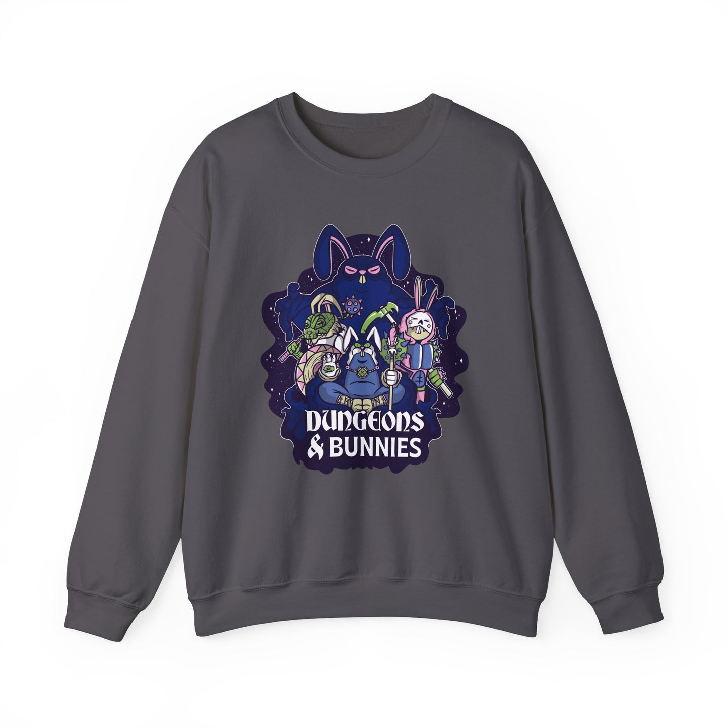 Dungeons and Bunnies Funny D&D Parody Sweatshirt | Nerdy Fantasy Game Sweater Bunny Lovers | Unique Winter Gift | Cozy Fun Sweatshirt Gamers