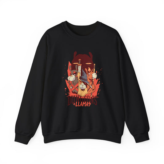 Dungeons and Llamas Funny D&D Parody Sweatshirt | Nerdy Fantasy Game Sweater Llama Lovers | Unique Winter Gift | Cozy Fun Sweatshirt Gamers