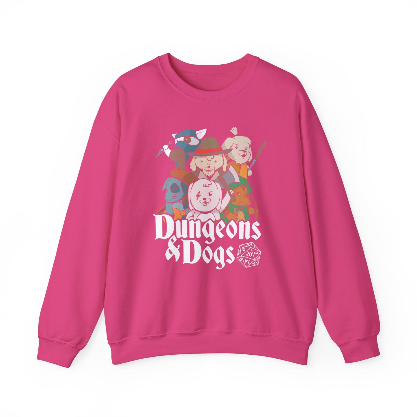 Dungeons and Doggos Funny D&D Parody Sweatshirt | Nerdy Fantasy Game Sweater for Dog Lovers Unique Winter Gift | Cozy Fun Sweatshirt Gamers