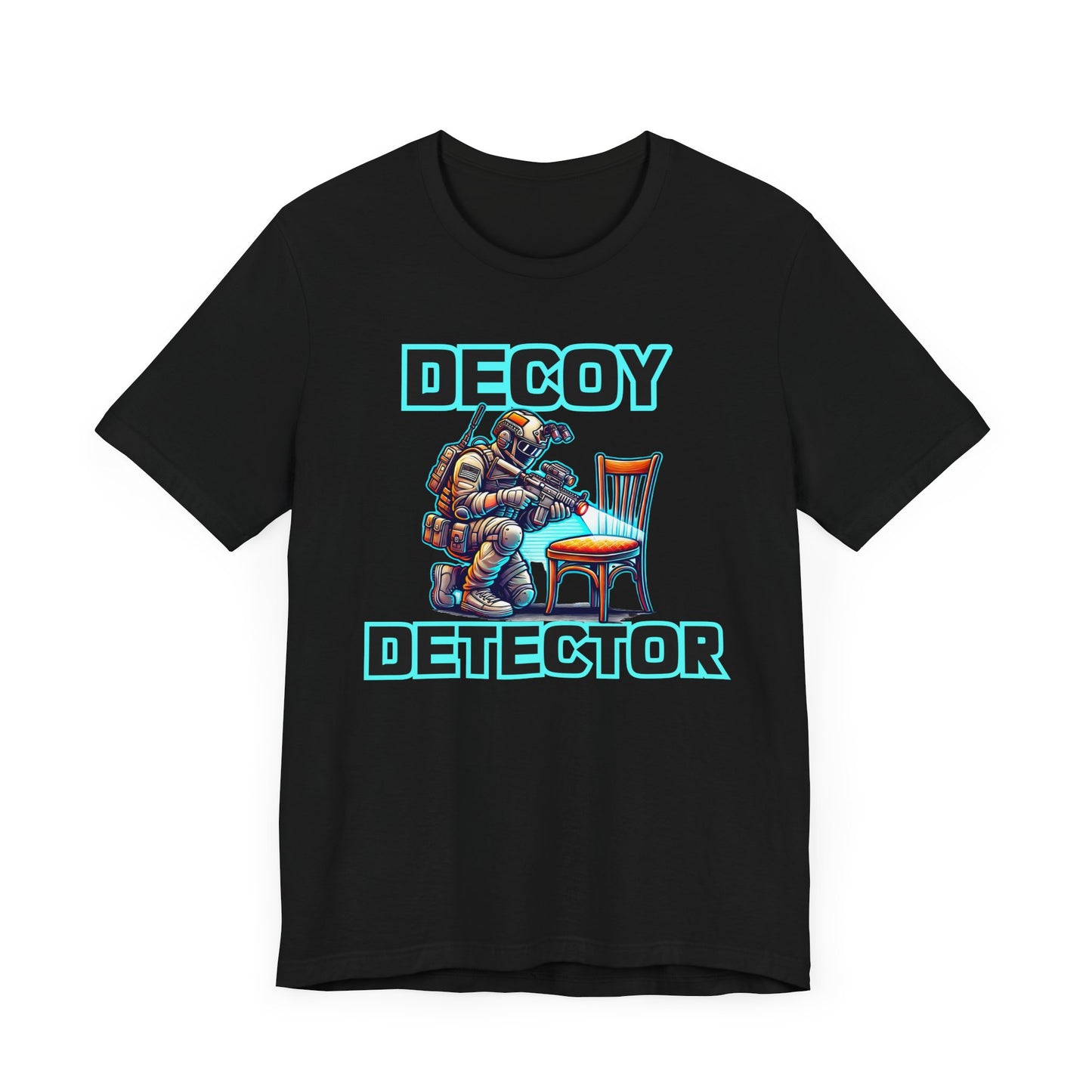 Decoy Detector Prop Cartoon | Tactical Prop Hunt Design | Funny Gamer Illustration | Chair Scanning Action Scene | Prop Hunt Graphic Gift