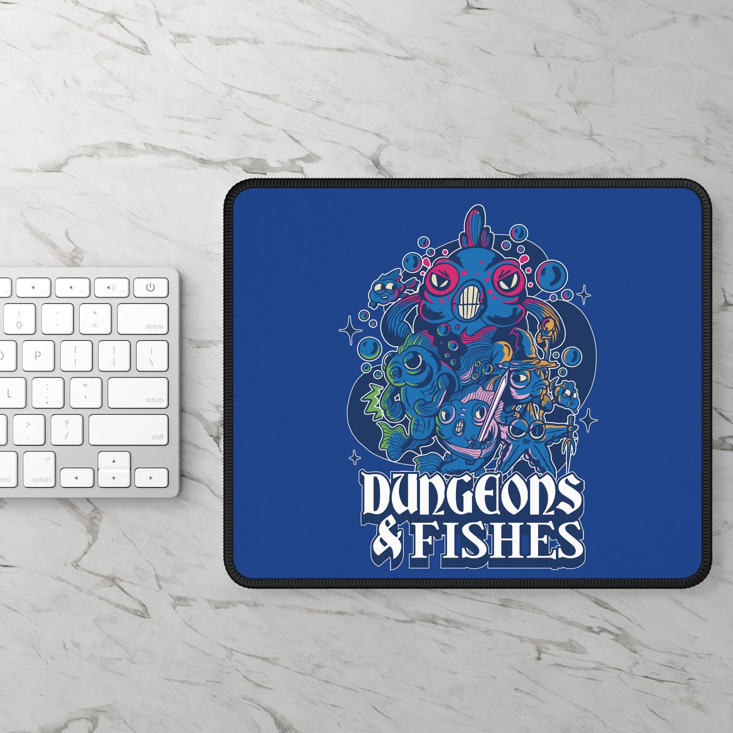 Dungeons and Fishes Non Slip Mouse Pad | Fantasy Game Desk Decor | Unique Gift for Fish Lovers | RPG-Inspired Desk Mat Fun Gaming Accessory