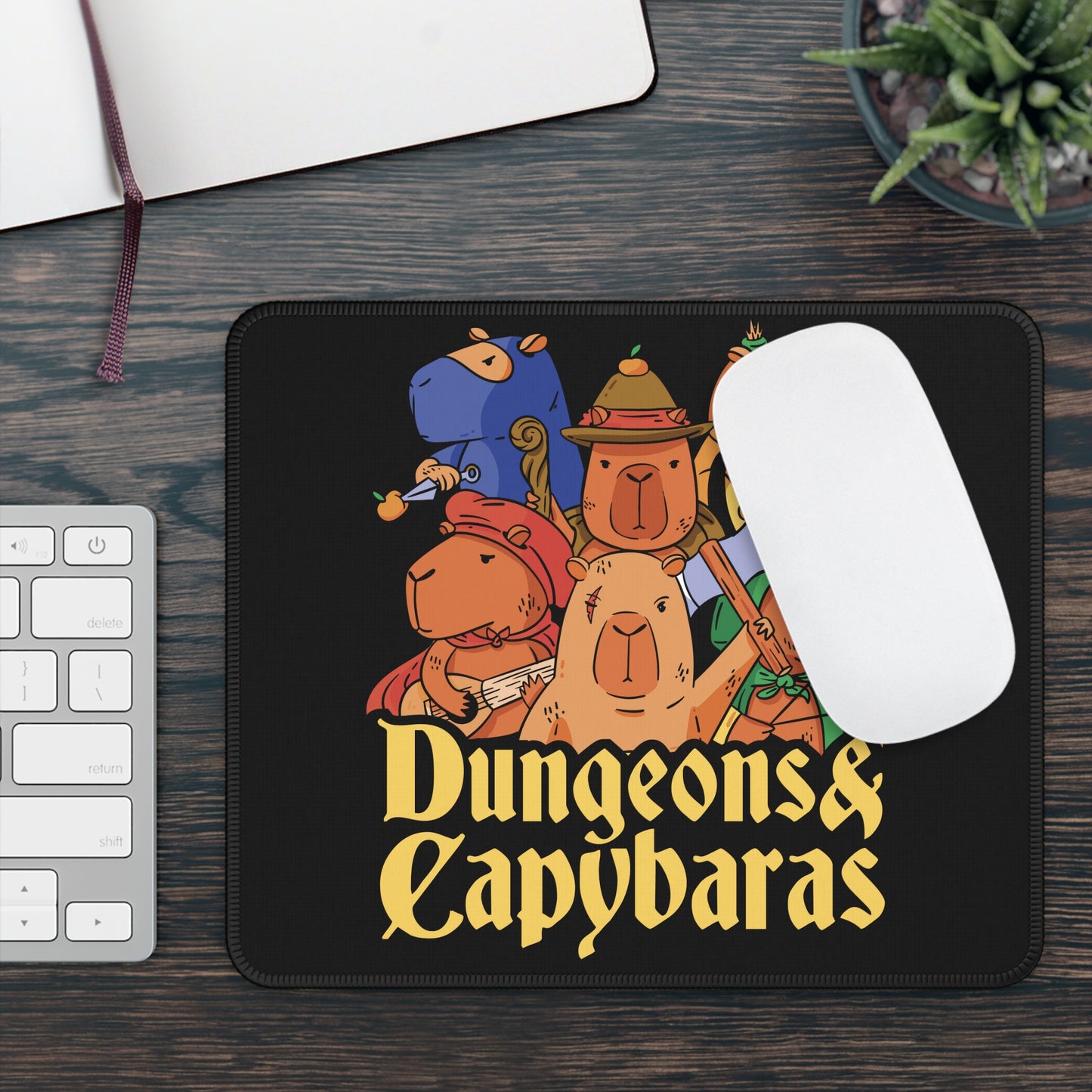 Dungeons and Capybaras Non Slip Mouse Pad Fantasy Game Desk Decor Unique Gift for Capybara Lovers RPG-Inspired Desk Mat Fun Gaming Accessory