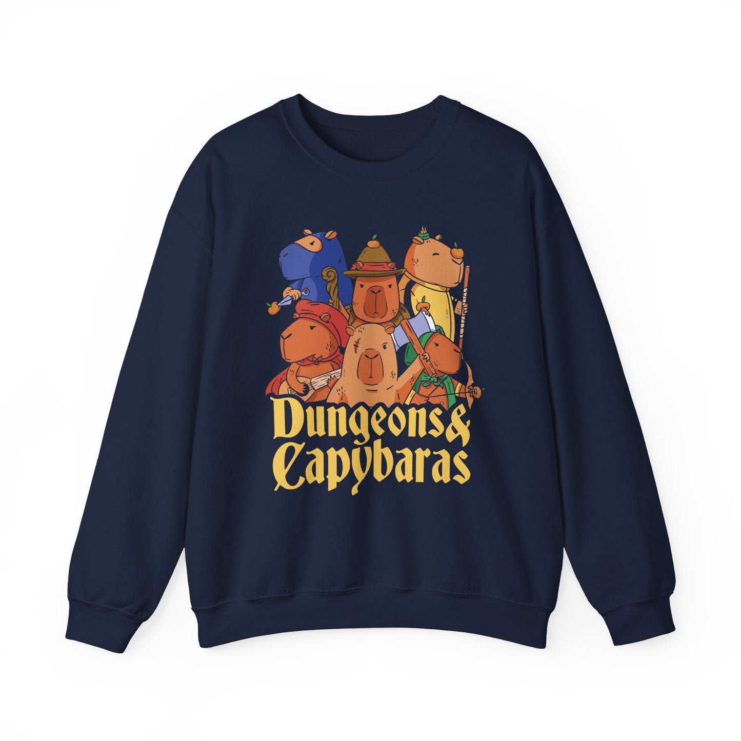 Dungeons and Capybaras Funny D&D Parody Sweatshirt | Nerdy Fantasy Game Sweater for Capybara Lovers Unique Winter Gift | Cozy Fun Sweatshirt