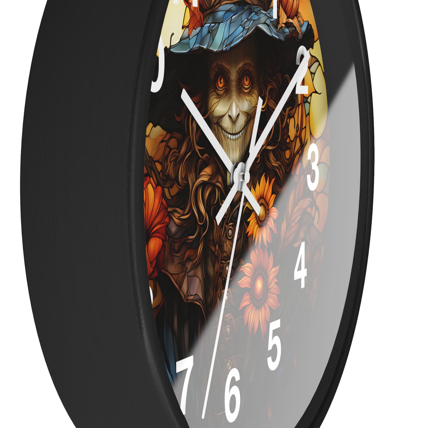 Beautiful Eerie Witch Stained Glass Wall Clock | Battery Operated | Enchanting Halloween Decor Witch Enthusiasts | Unique Mystic Accent