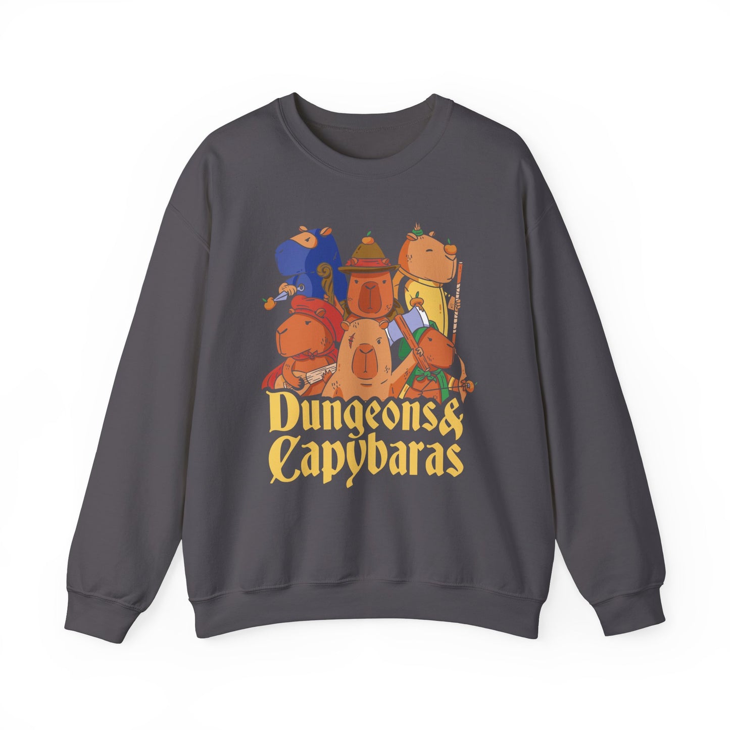 Dungeons and Capybaras Funny D&D Parody Sweatshirt | Nerdy Fantasy Game Sweater for Capybara Lovers Unique Winter Gift | Cozy Fun Sweatshirt
