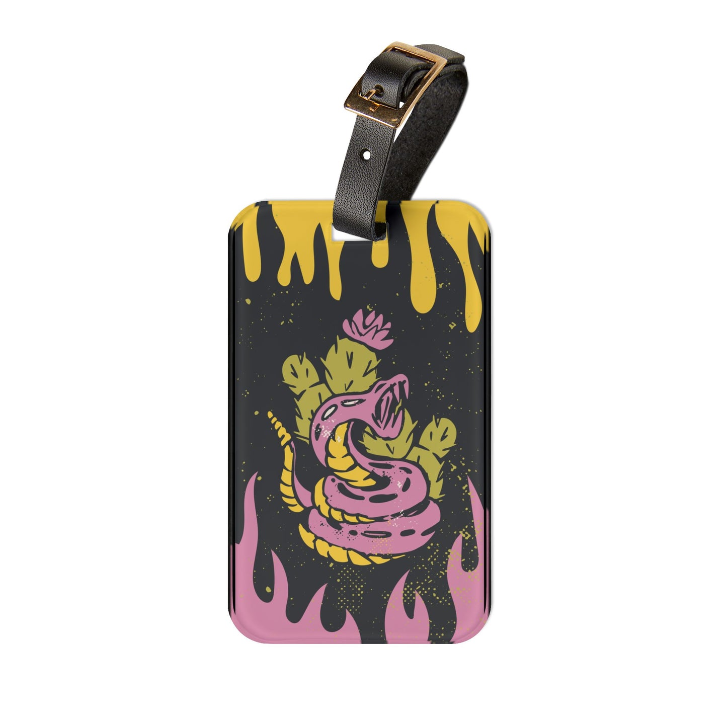 Snake in Flames Luggage Tag | Tattoo Art Style | Bold and Edgy Design | Unique Travel Accessory for Tattoo Lovers Cool Traveling Tattoo Art