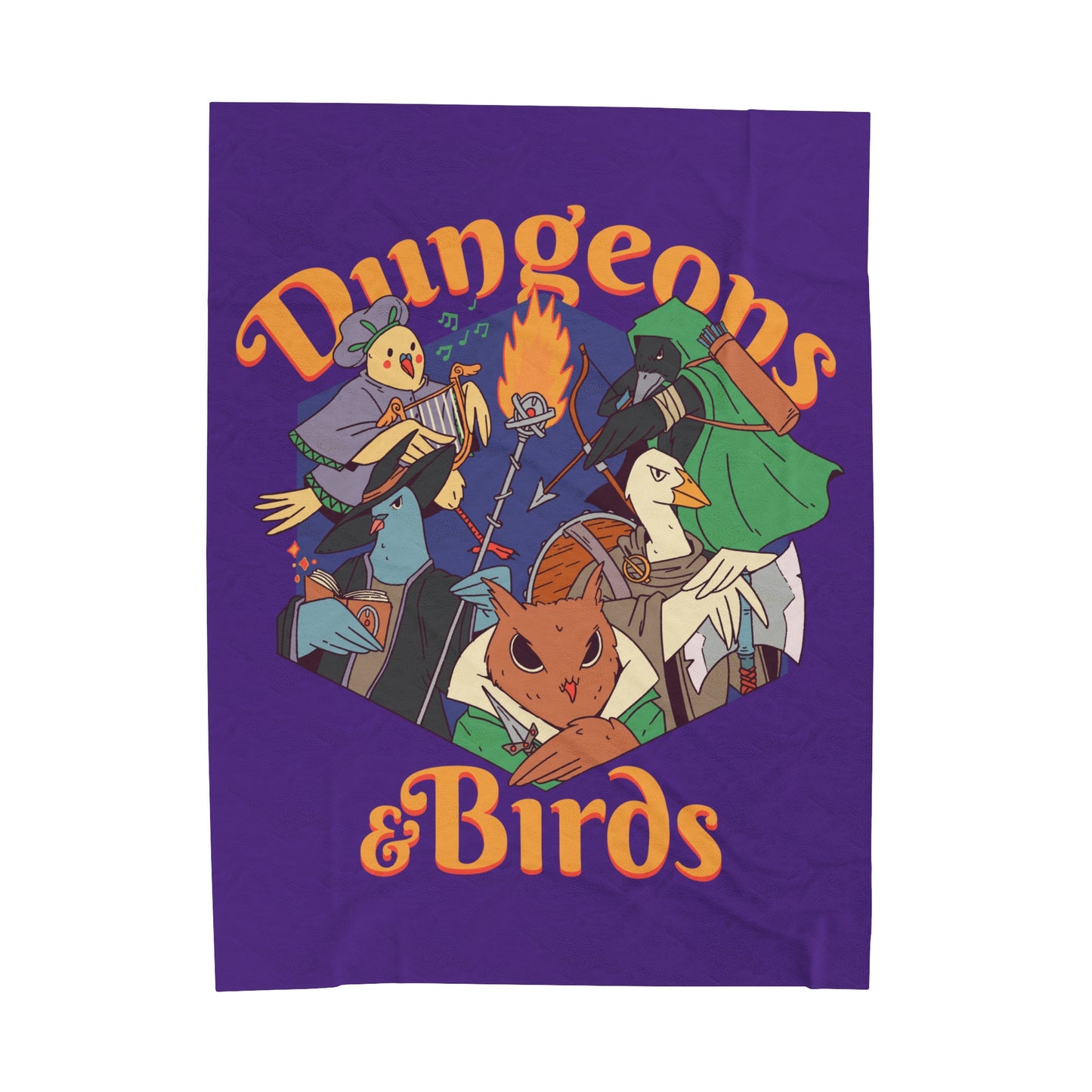 Dungeons and Birds Velveteen Plush Throw Blanket | Funny Bird Lover Gift Nerdy Parody Blanket Fantasy Roleplaying Cozy Avian Decor Bird GIft