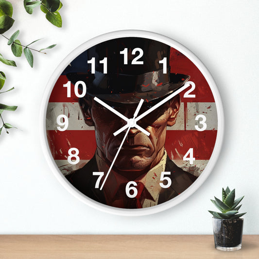 Vintage Outlaw Wall Clock | Grunge Patriot Man in Suit Art | Battery Operated | USA Rebel Decor | Perfect Patriotic Gift for History Lovers