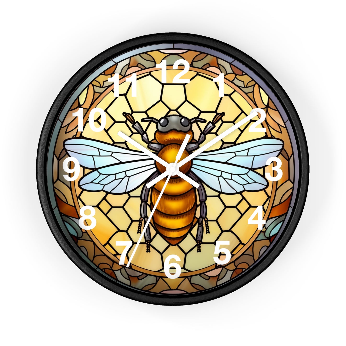 Honey Bee Stained Glass Wall Clock | Colorful Vibrant Bird Design | Battery Operated | Unique Home Decor | Cute Bee Gift Stained Glass Style
