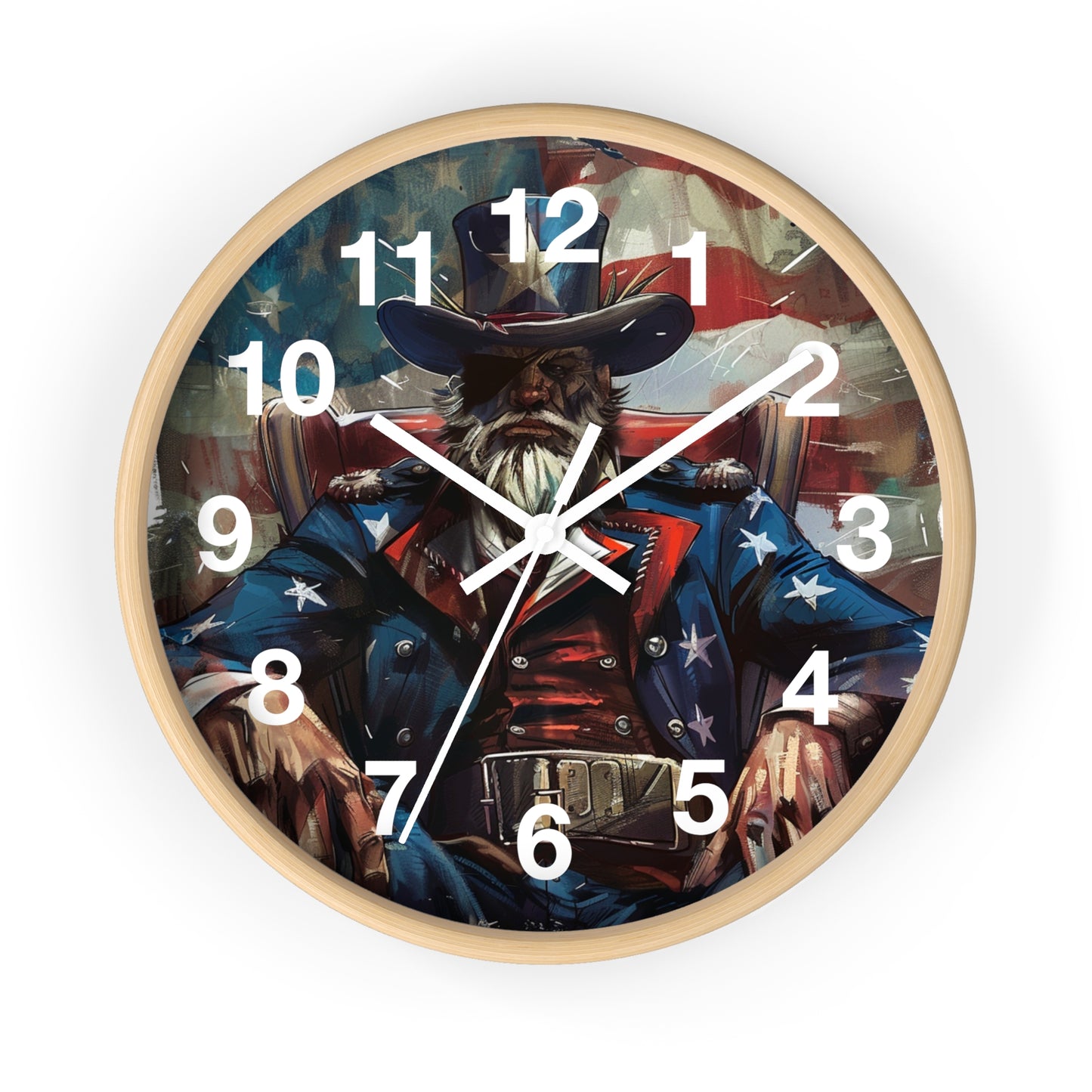 Grunge Patriot Style Wall Clock | USA Rebellion Art | Battery Operated | Patriotic Pride Decor Founding Fathers | Perfect Gift History Buffs