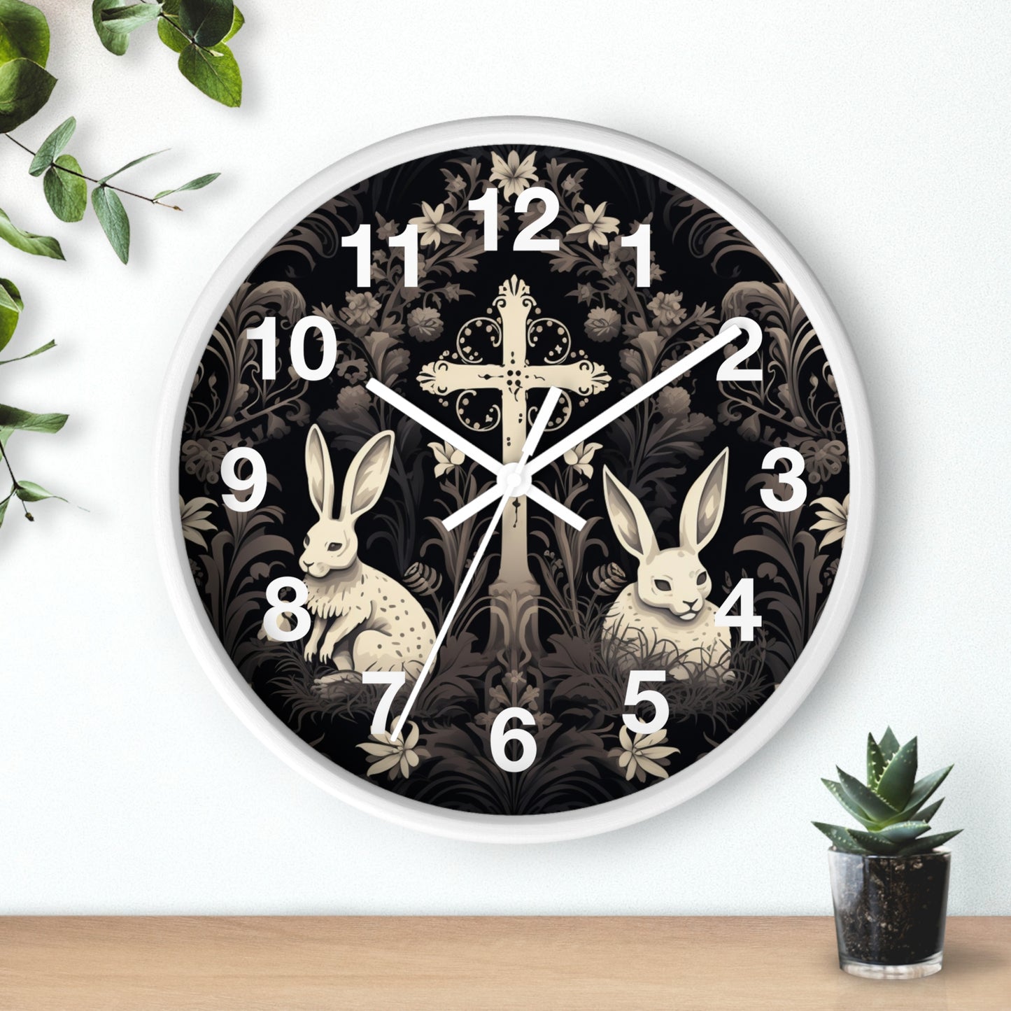 Dark Bunny Cross Gothic House Wall Clock | Haunted Home Decor | Gothic & Eerie Vibes | Battery Operated | Unique Halloween Gift