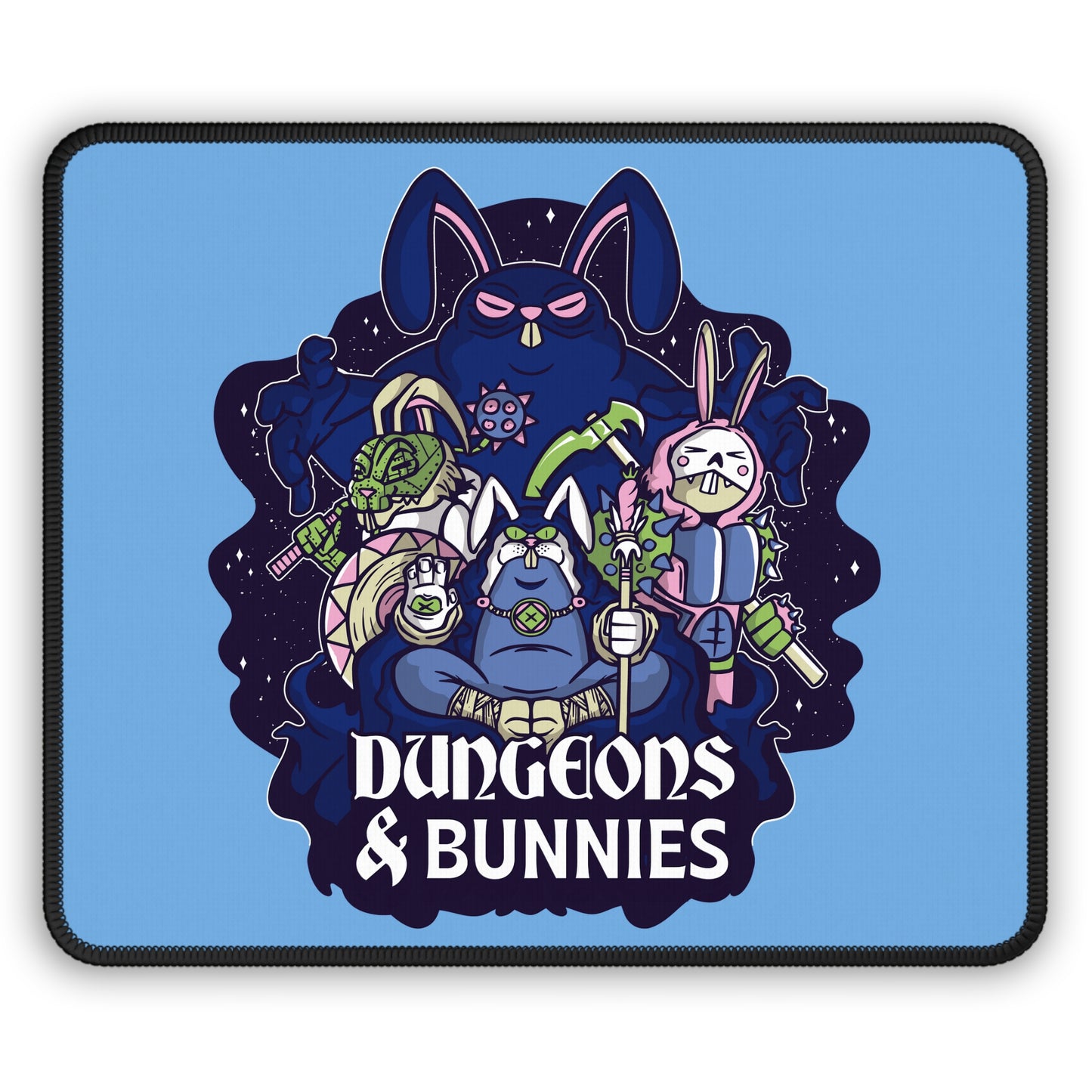 Dungeons and Bunnies Non Slip Mouse Pad | Fantasy Game Desk Decor | Unique Gift for Bunny Lovers RPG-Inspired Desk Mat Fun Gaming Accessory