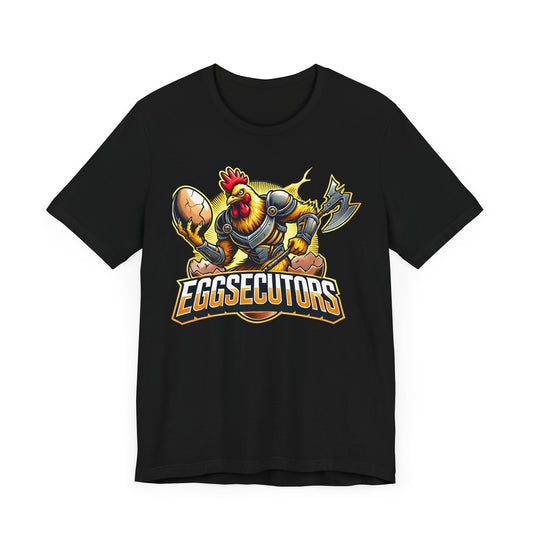 Eggsecutors Chicken Warrior Shirt | Hilarious Armored Chicken Design | Unique Gift Gamers Poultry Fans | Esports Jersey Style Graphic Tee