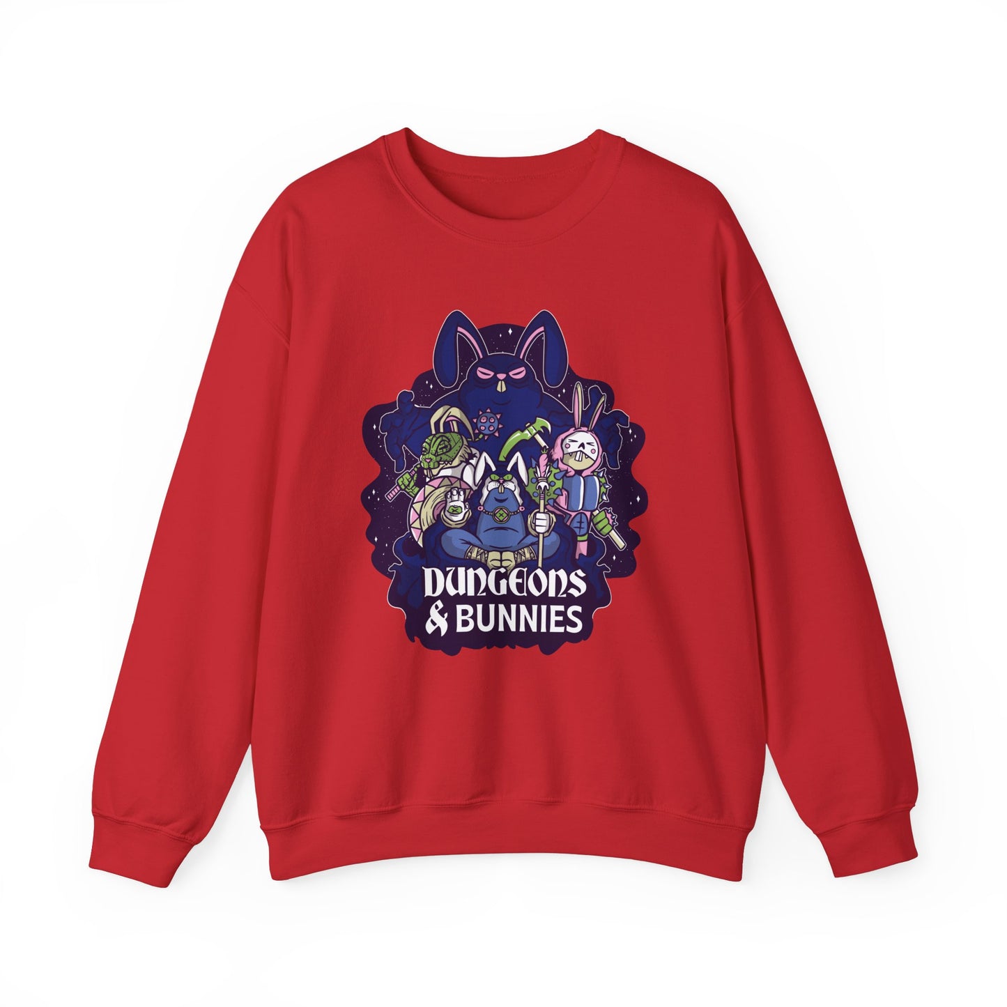 Dungeons and Bunnies Funny D&D Parody Sweatshirt | Nerdy Fantasy Game Sweater Bunny Lovers | Unique Winter Gift | Cozy Fun Sweatshirt Gamers