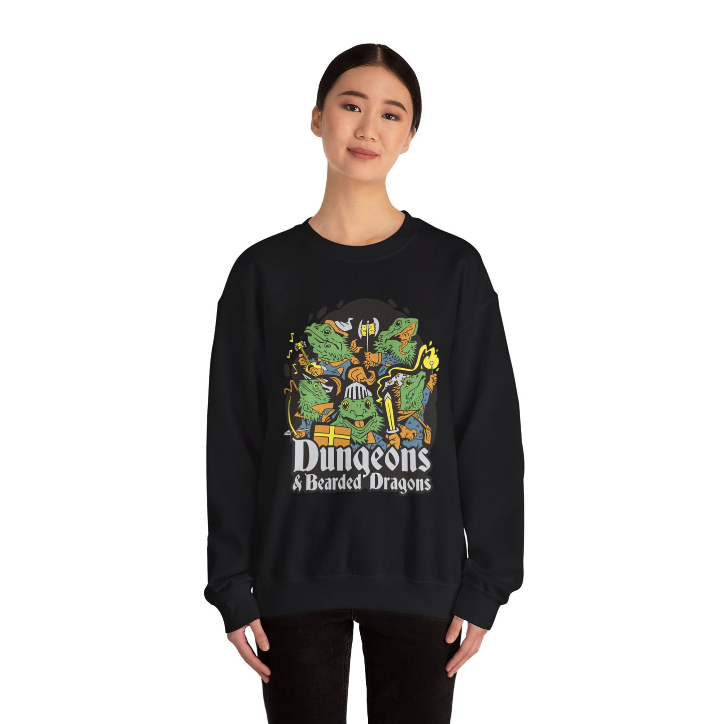 Dungeons and Bearded Dragons Funny D&D Parody Sweatshirt | Nerdy Fantasy Sweater Bearded Dragon Lovers Winter Gift Cozy Fun Sweatshirt Gamer