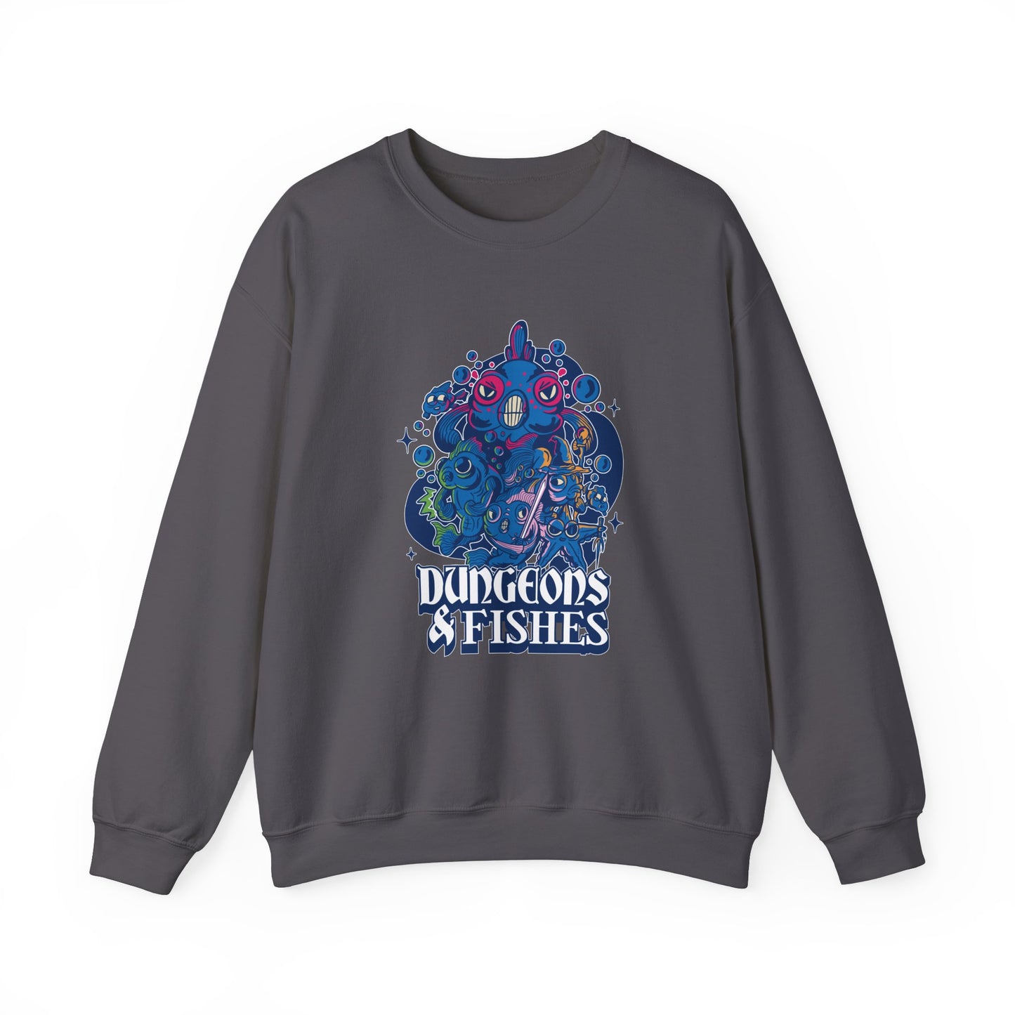 Dungeons and Fish Funny D&D Parody Sweatshirt | Nerdy Fantasy Game Sweater for Fish Lovers | Unique Winter Gift | Cozy Fun Sweatshirt Gamers