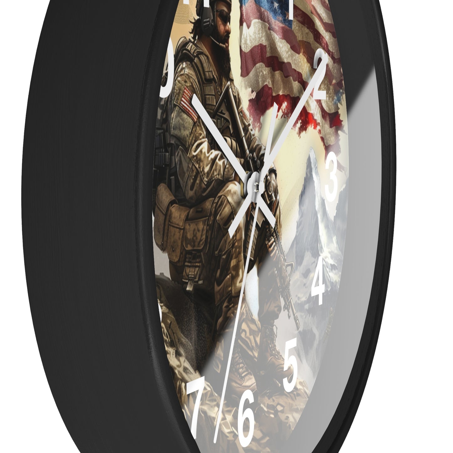 Tactical Soldier on Cliff Wall Clock | Grunge Military Adventure Art | Battery Operated | Bold USA Decor | Perfect Gift for Outdoor Warriors