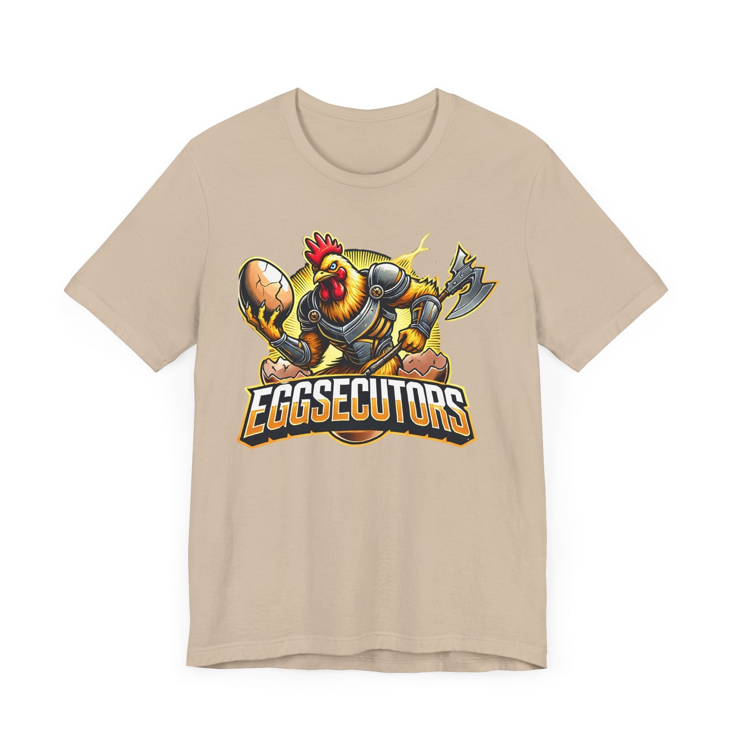Eggsecutors Chicken Warrior Shirt | Hilarious Armored Chicken Design | Unique Gift Gamers Poultry Fans | Esports Jersey Style Graphic Tee