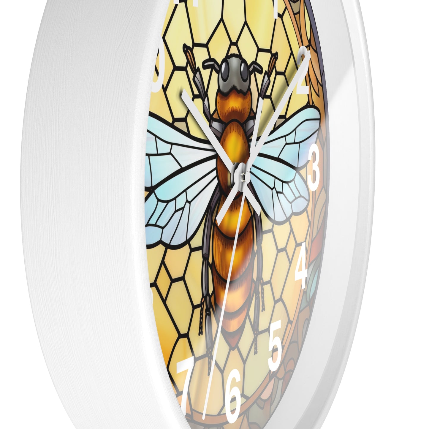 Honey Bee Stained Glass Wall Clock | Colorful Vibrant Bird Design | Battery Operated | Unique Home Decor | Cute Bee Gift Stained Glass Style