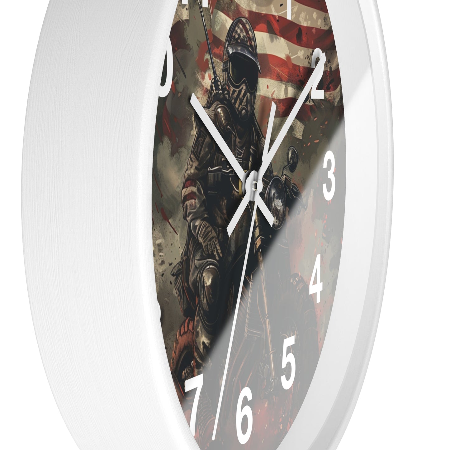 Rebel Patriot Motorcycle Rider Wall Clock | Grunge USA Biker Art | Battery Operated | Bold Americana Decor | Perfect Gift for Freedom Riders
