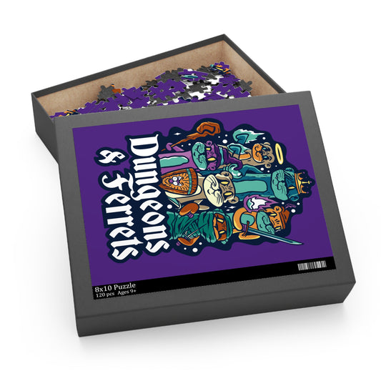 Dungeons and Ferrets Jigsaw Puzzle Funny D&D Parody 120-500 Pieces for Nerdy Fantasy Game Fans and Ferret Lovers RPG Style Puzzle