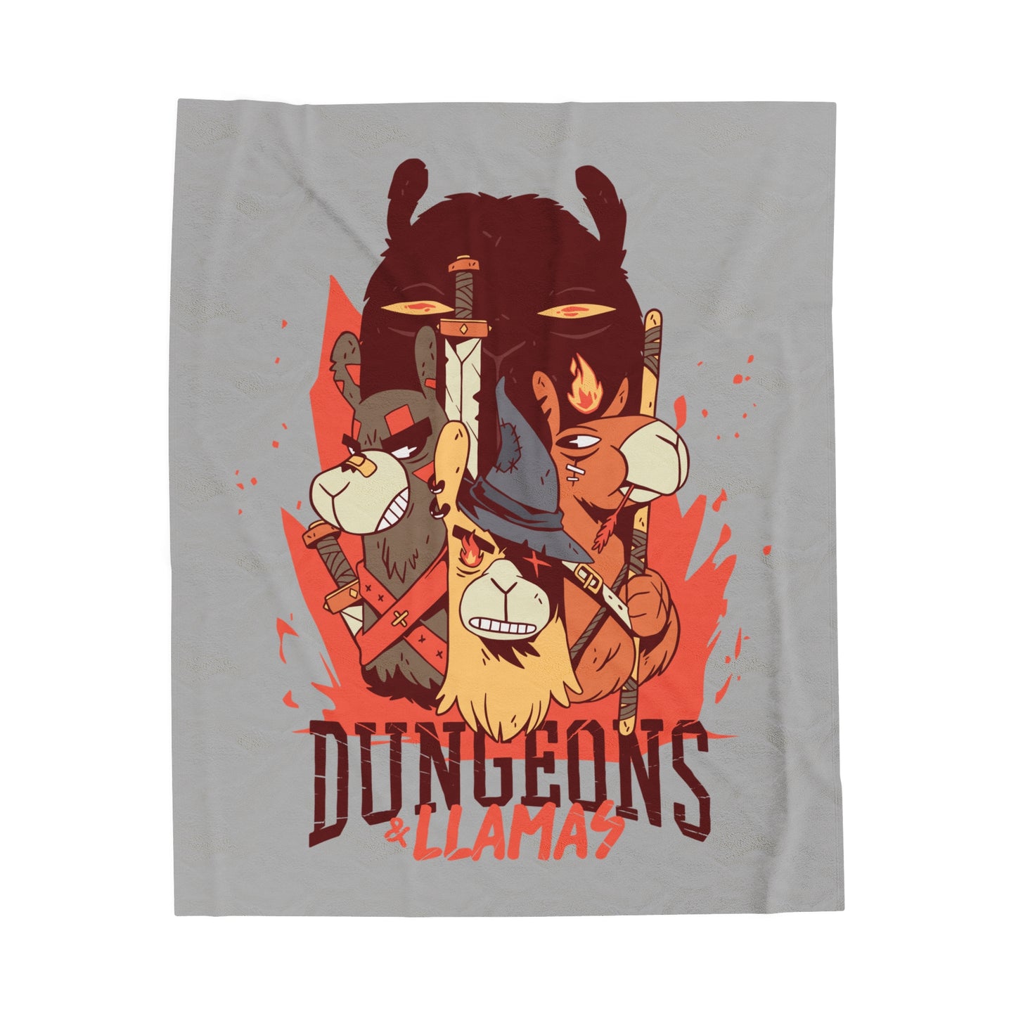 Dungeons and Llamas Velveteen Plush Throw Blanket | Funny Llama Lover Gift | Nerdy Parody Blanket | Fantasy Roleplaying Cozy Alpaca Decor