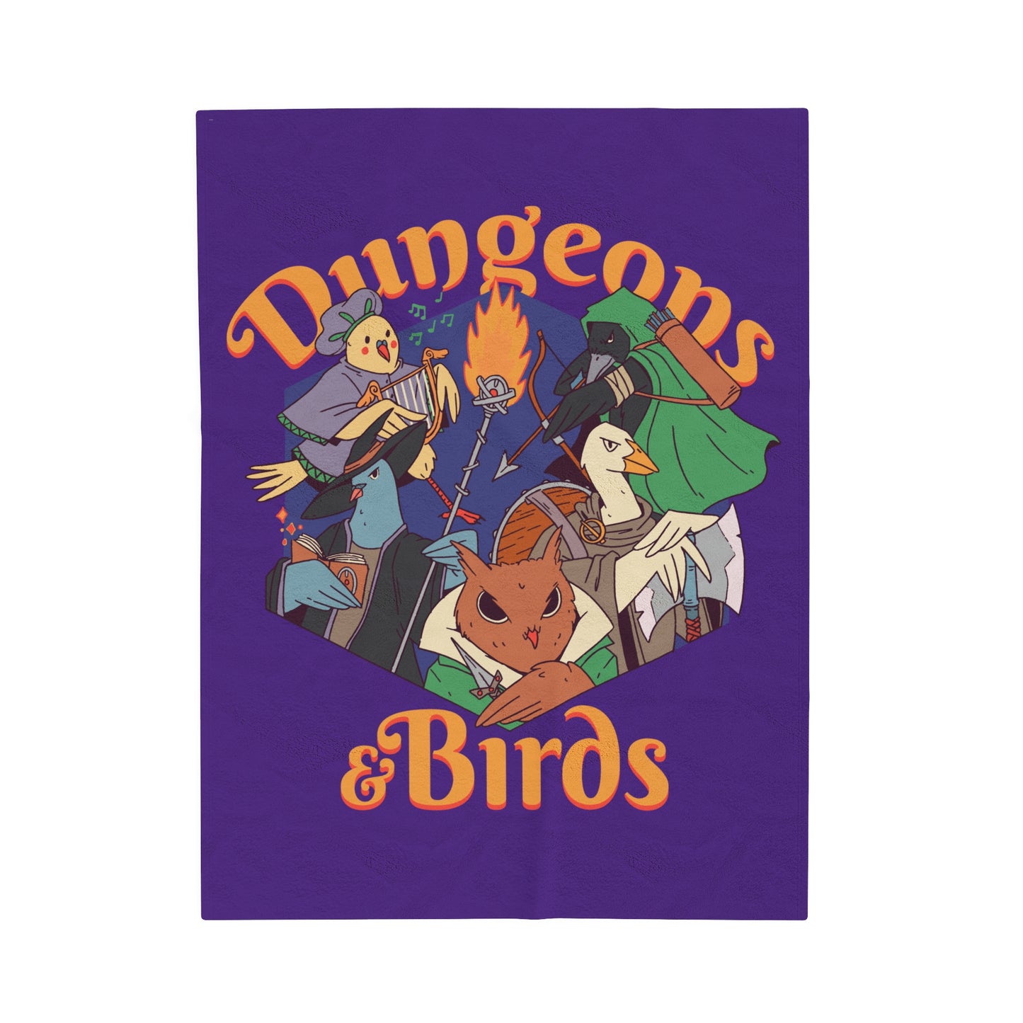 Dungeons and Birds Velveteen Plush Throw Blanket | Funny Bird Lover Gift Nerdy Parody Blanket Fantasy Roleplaying Cozy Avian Decor Bird GIft