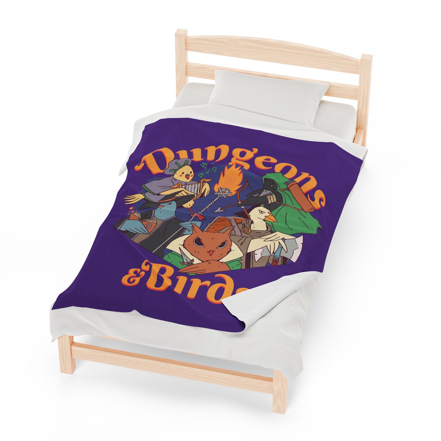 Dungeons and Birds Velveteen Plush Throw Blanket | Funny Bird Lover Gift Nerdy Parody Blanket Fantasy Roleplaying Cozy Avian Decor Bird GIft
