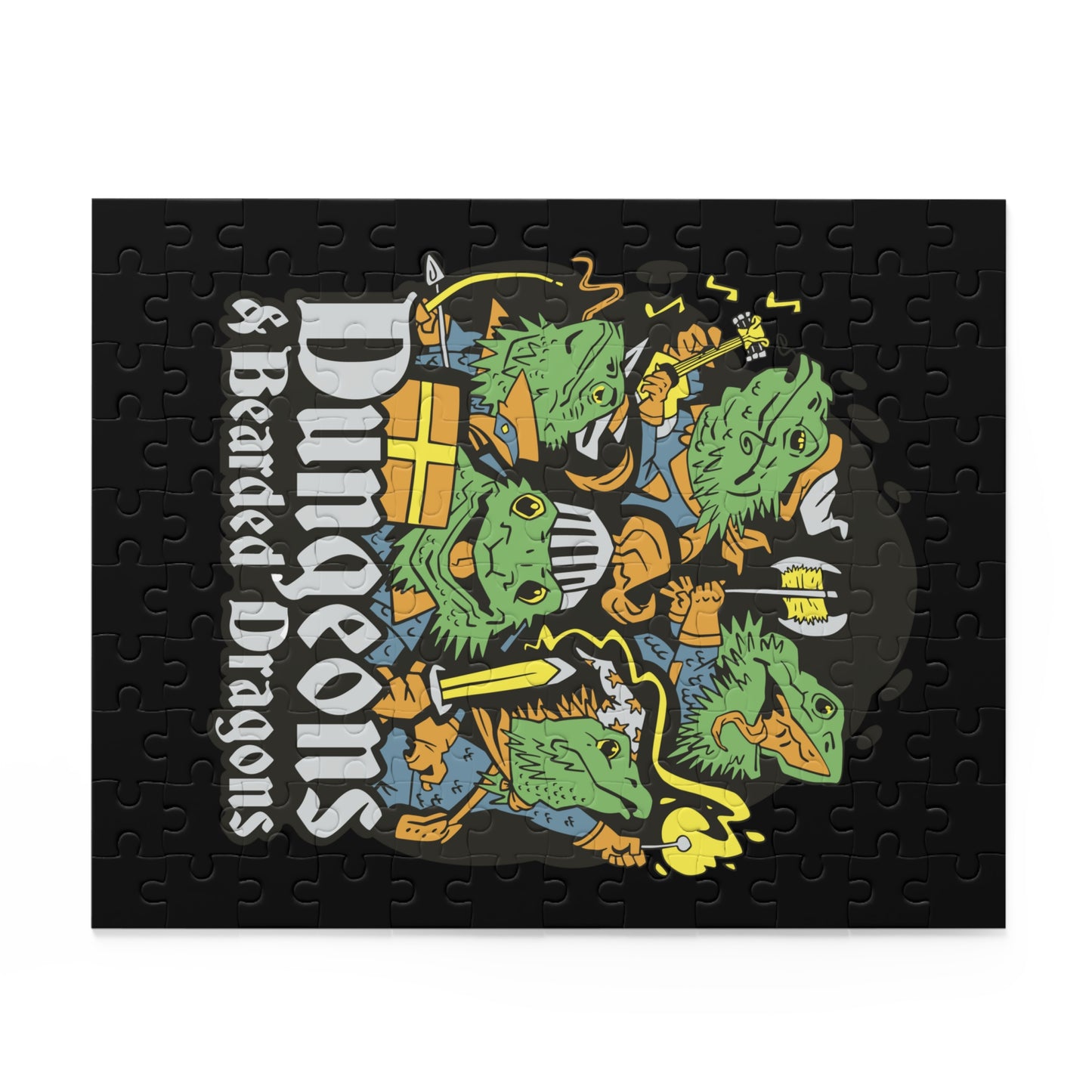 Dungeons and Bearded Dragons Jigsaw Puzzle Funny D&D Parody 120-500 Pieces Nerdy Fantasy Game Fans and Bearded Dragon Lover RPG Style Puzzle