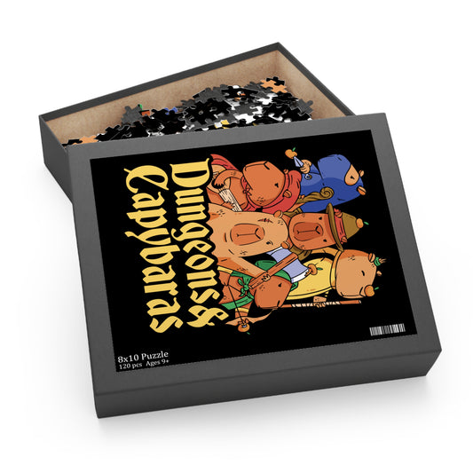 Dungeons and Capybaras Jigsaw Puzzle Funny D&D Parody 120-500 Pieces for Nerdy Fantasy Game Fans and Capybara Lovers RPG Style Puzzle