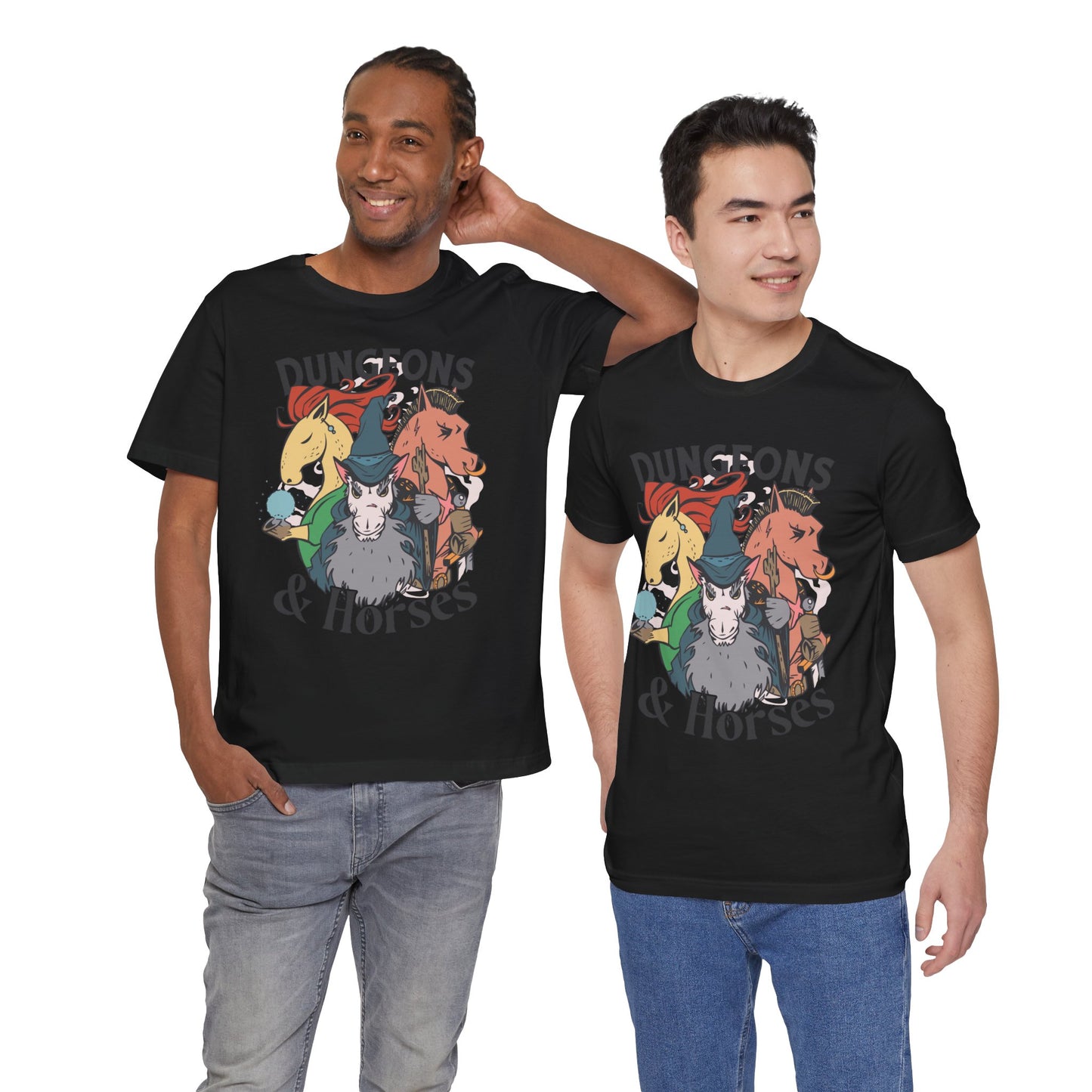 Dungeons and Horses Shirt | D&D Parody Game Tee for Horse Lovers | Roleplaying Fantasy Game | Fun Nerdy Gift Ideas