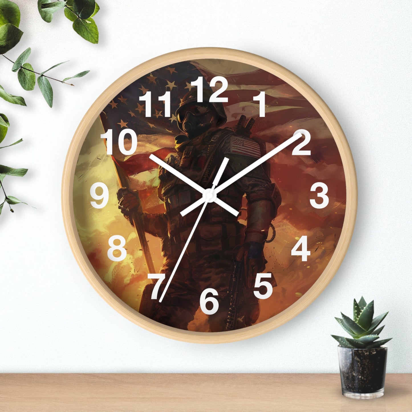Tactical War Ready Soldier Wall Clock | Grunge Military Art | Battery Operated | Bold USA Decor | Perfect Gift for Armed Forces Supporters