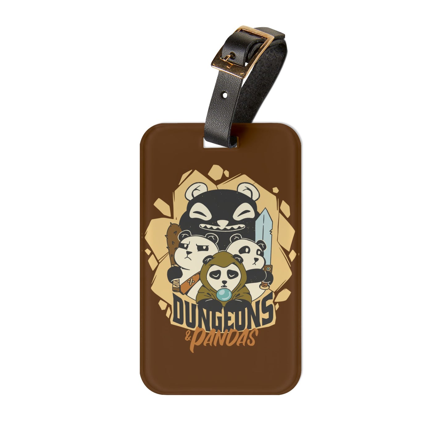 Dungeons and Pandas Luggage Tag | Funny Panda Lover Baggage ID | Nerdy Parody Travel Accessory | Fantasy Roleplaying Gift for Panda Fans