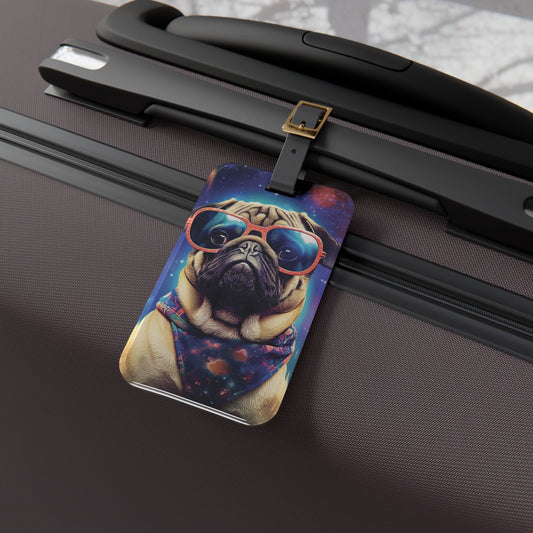 Cute Space Pug Luggage Tag - Adorable Travel Accessory for Pug Lovers - Perfect Baggage ID for Cosmic Adventures and Pet Parents