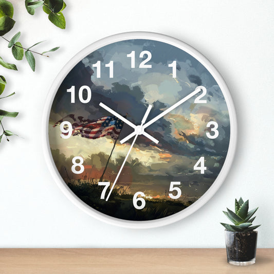 American Flag Pole Wall Clock | Patriotic Standing Flag Design | Battery Operated | USA Pride Decor | Perfect Gift for Patriots and Veteran